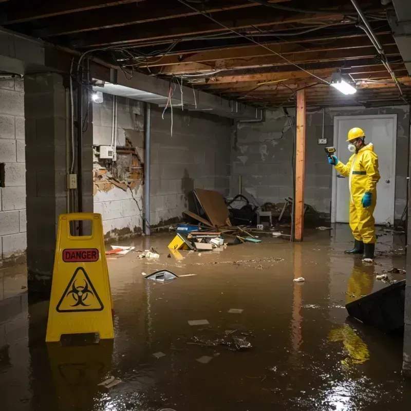 Flooded Basement Electrical Hazard in Chester, IL Property